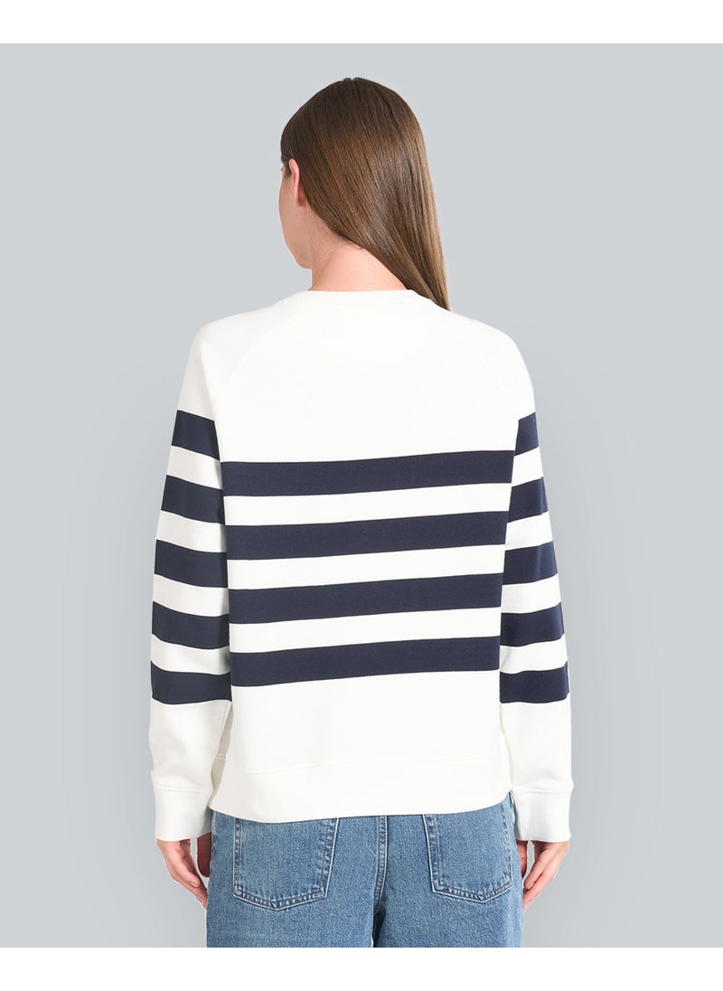Striped Gold Buttoned Crew Neck Sweatshirt