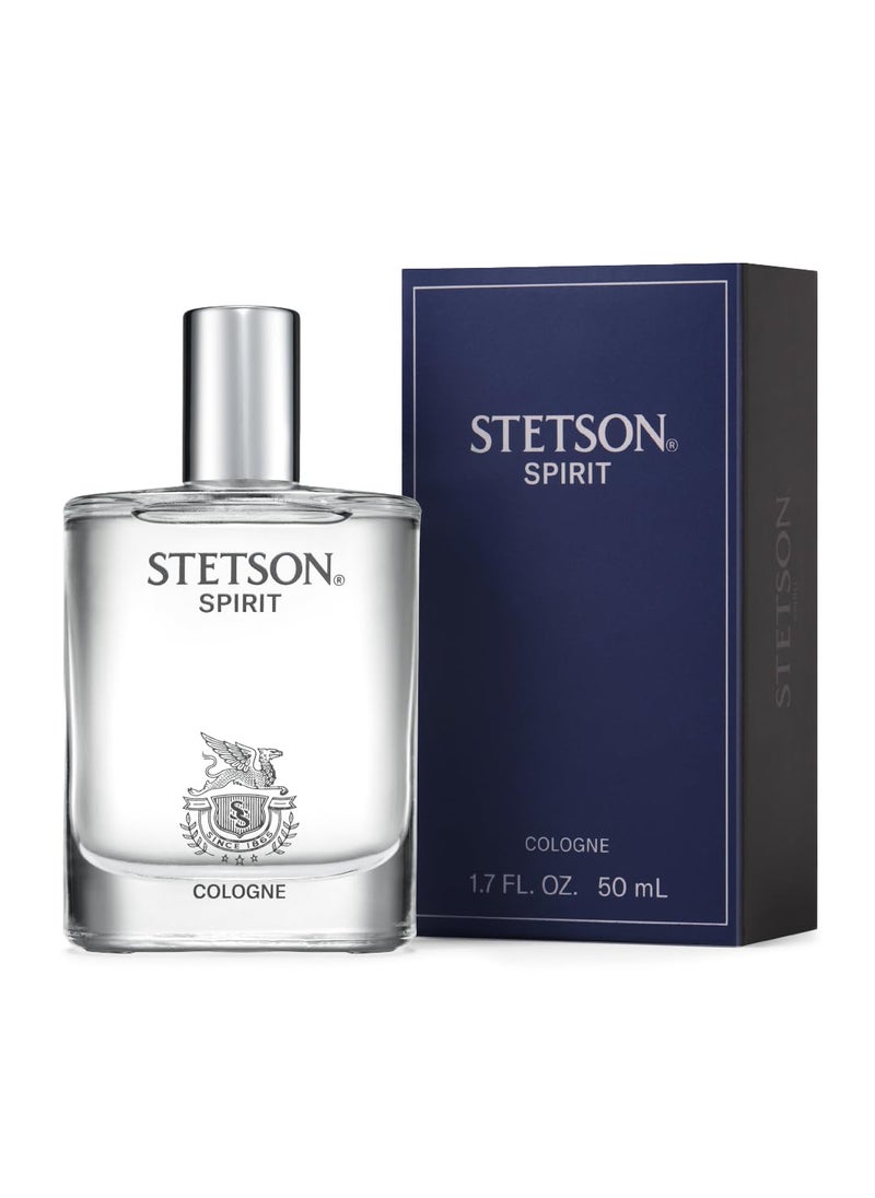 Stetson Spirit - Cologne Spray for Men - Woody, Earthy, and Casual Aroma with Fragrance Notes of Mandarin Leaf, Clary Sage, and Warm Amber- 1.7 Fl Oz