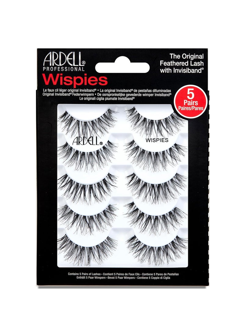 Ardell False Eyelashes Wispies Black, 1 pack (6 pairs of strip lashes per pack)