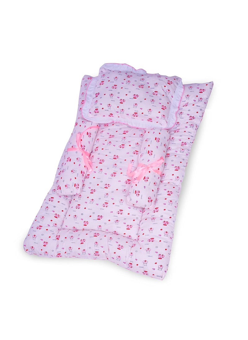 Little Chime Cotton Baby Bed Sized Bedding Set Size L 84 x W 47 cm Pink