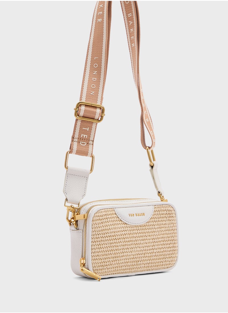 BARIA Mini Webbing Faux Raffia Camera Bag