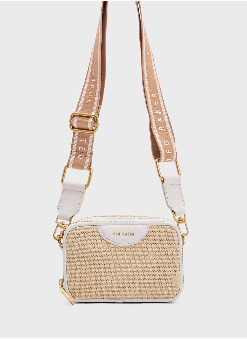 BARIA Mini Webbing Faux Raffia Camera Bag