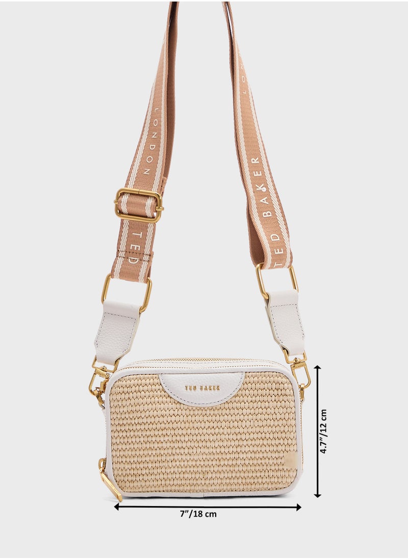 BARIA Mini Webbing Faux Raffia Camera Bag