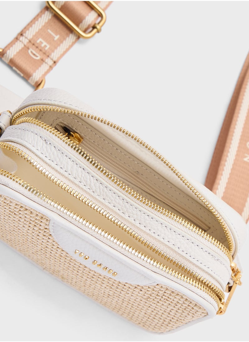 BARIA Mini Webbing Faux Raffia Camera Bag