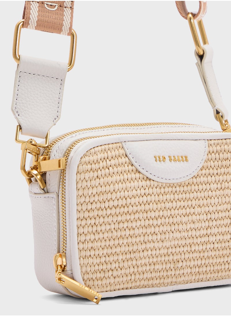 BARIA Mini Webbing Faux Raffia Camera Bag