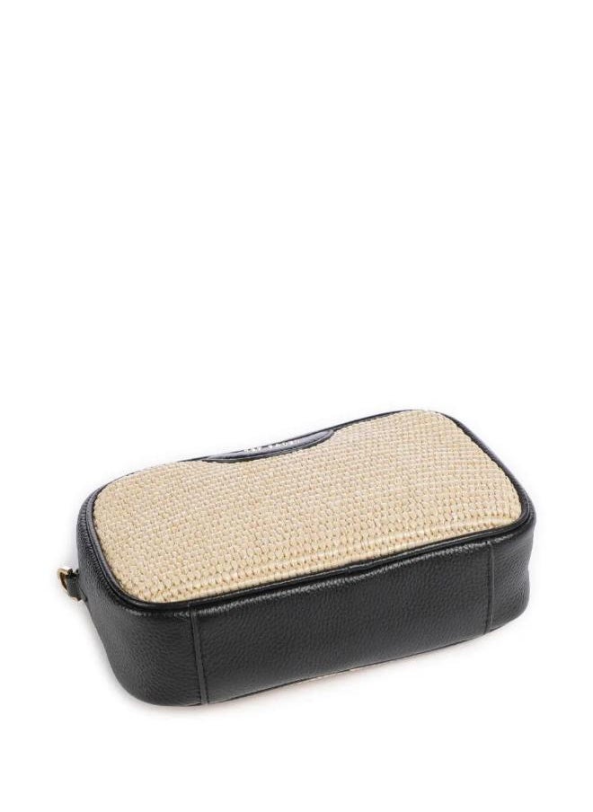 BARDAS Webbing Faux Raffia Camera Crossbody Bag