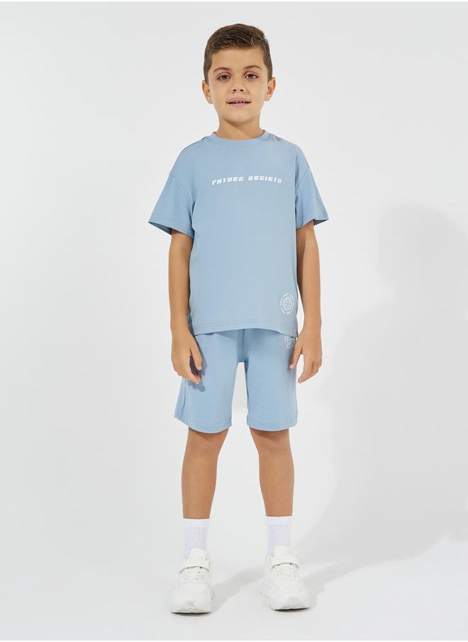 Back Graphic Print Oversized T-Shirt & Shorts Set