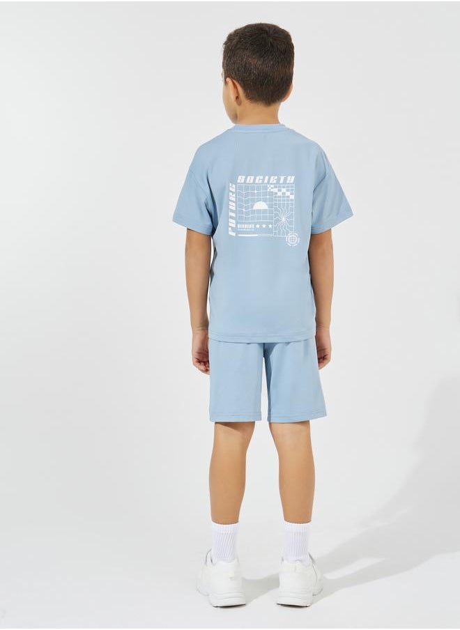 Back Graphic Print Oversized T-Shirt & Shorts Set