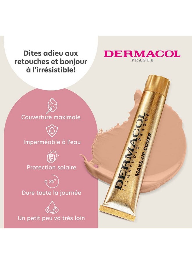 Dermacol - Full Coverage Foundation, Liquid Makeup Matte Foundation with SPF 30, Waterproof Foundation for Oily Skin, Acne, & Under Eye Bags, Long-Lasting Makeup Products, 30g, Shade 210