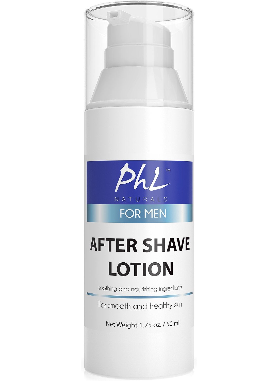 PHL Naturals Unscented Aftershave for Men, After Shave Lotion - Soothes, Moisturizes, Repairs Skin & Prevents Razor Burn, Smooth Soft Finish, 1.75 oz / 51.7 ml