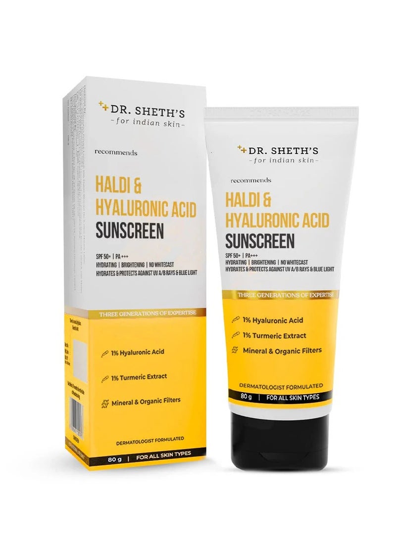 Dr. Sheth's Haldi & Hyaluronic Acid Sunscreen 80 gm