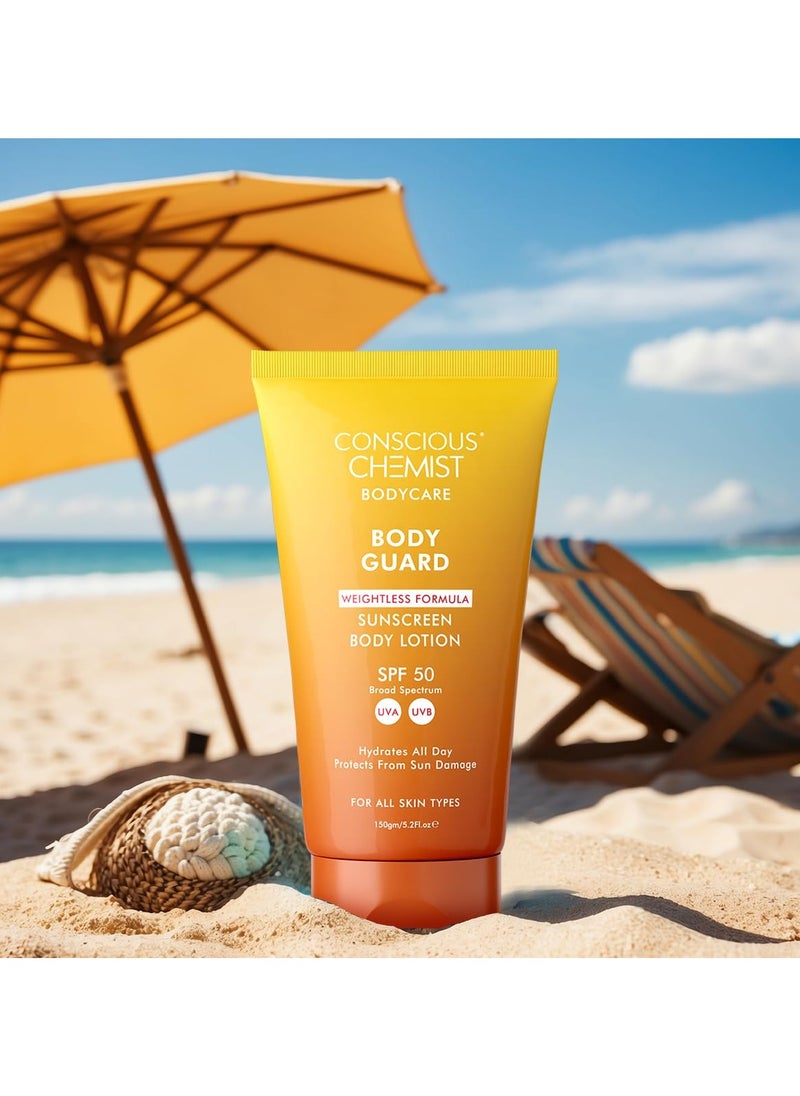 Sunscreen SPF 50 | 150g | Sunscreen for Oily Skin, Instant Cooling, De-tan SPF Body Lotion, Niacinamide with Ceramides & Betaine, UVA/UVB Protection, Reduces Dark Spots, All Skin Types