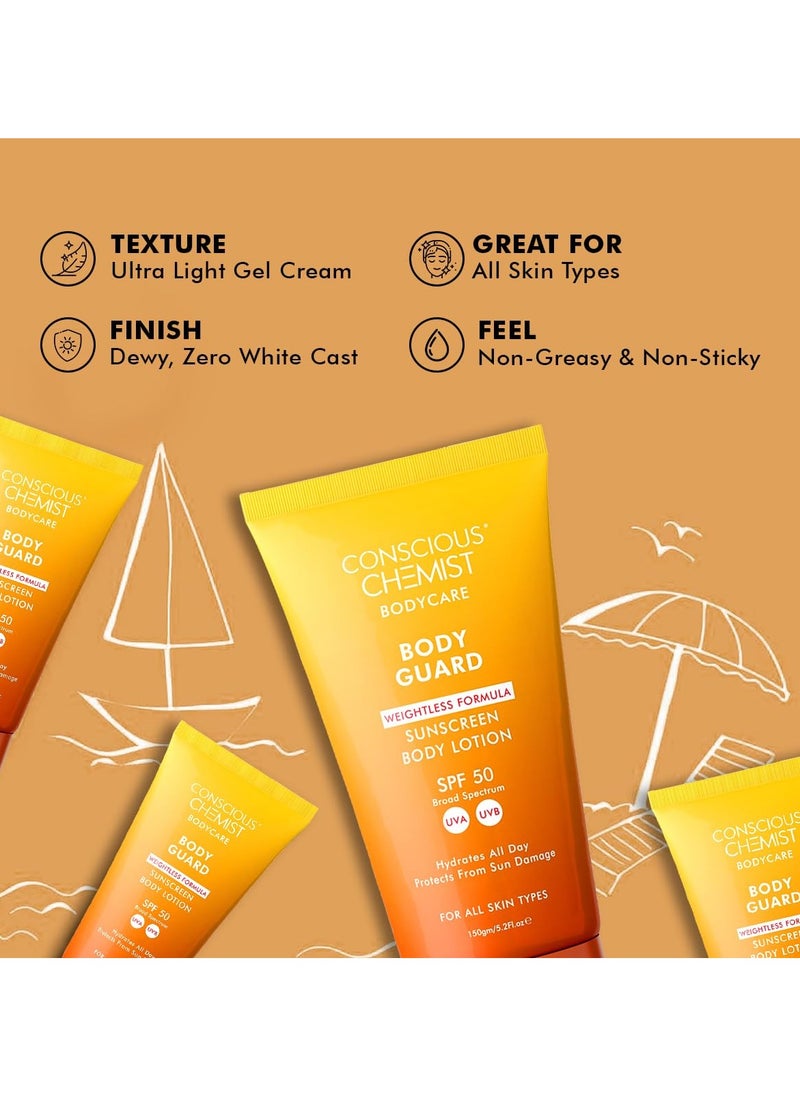 Sunscreen SPF 50 | 150g | Sunscreen for Oily Skin, Instant Cooling, De-tan SPF Body Lotion, Niacinamide with Ceramides & Betaine, UVA/UVB Protection, Reduces Dark Spots, All Skin Types