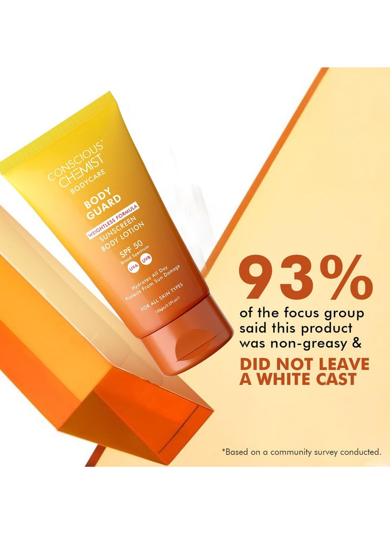 Sunscreen SPF 50 | 150g | Sunscreen for Oily Skin, Instant Cooling, De-tan SPF Body Lotion, Niacinamide with Ceramides & Betaine, UVA/UVB Protection, Reduces Dark Spots, All Skin Types