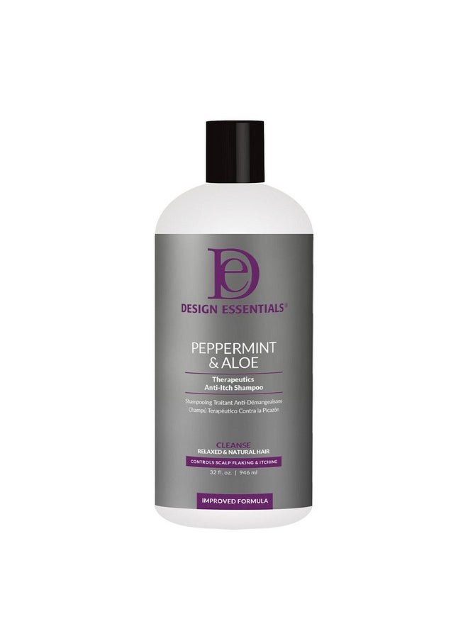 Design Essentials Peppermint & Aloe Therapeutics AntiItch Shampoo Control Scalp Flaking & Itching, 32 Fl Oz