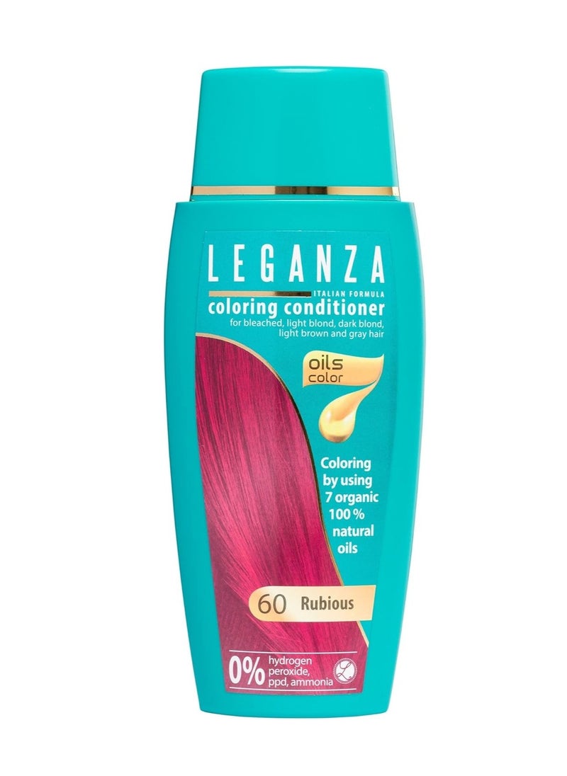 Hair Coloring Conditioner Natural Balm Color Rubious N 60 Enriched with 7 Natural Oils Ammonia PPD and Paraben Free 150 ml