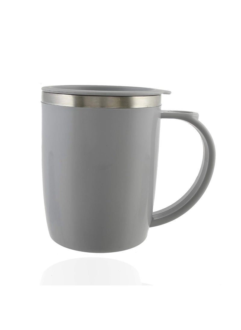 Kuber Industries Have A Nice Day Unicorn Tea Coffee Time Unbreakable hot Insulated Double Wall Plastic Stainless Steel Tea,Coffee /Milk Mug with Sipper lid for Kids and Adults (Grey)