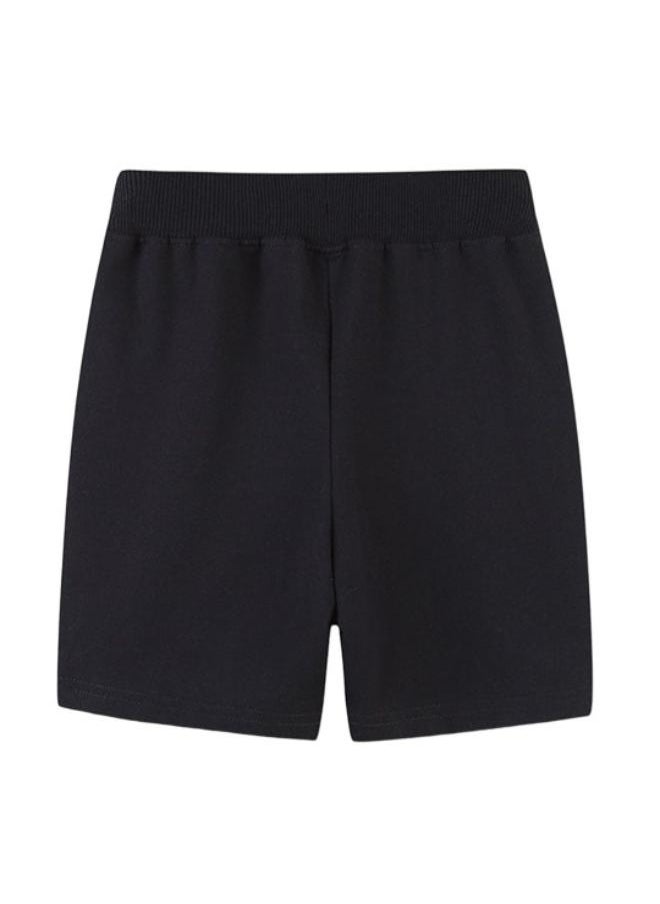 Black Regular Fit Mid Rise Printed Shorts