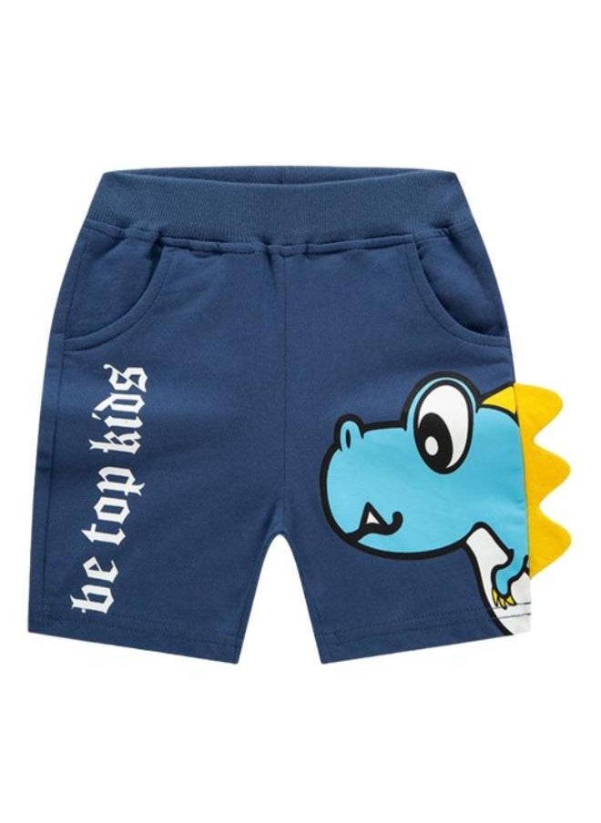Blue Regular Fit Mid Rise Printed Shorts