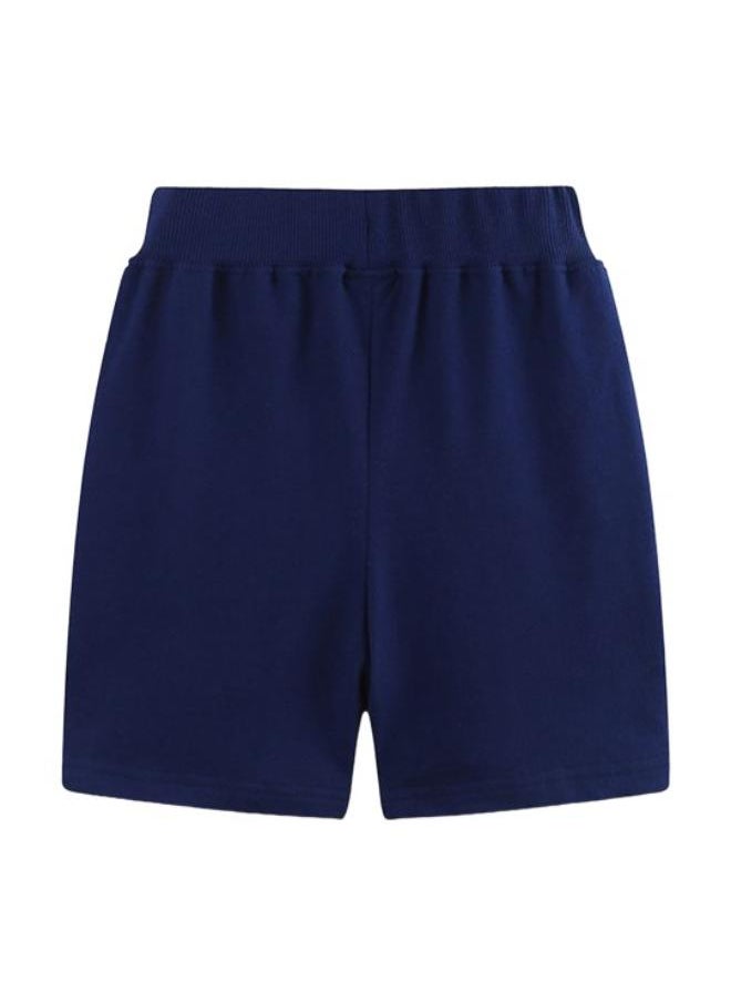Blue Regular Fit Mid Rise Printed Shorts
