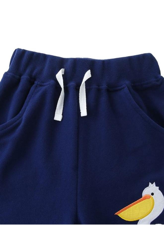 Blue Regular Fit Mid Rise Printed Shorts