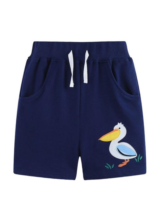 Blue Regular Fit Mid Rise Printed Shorts