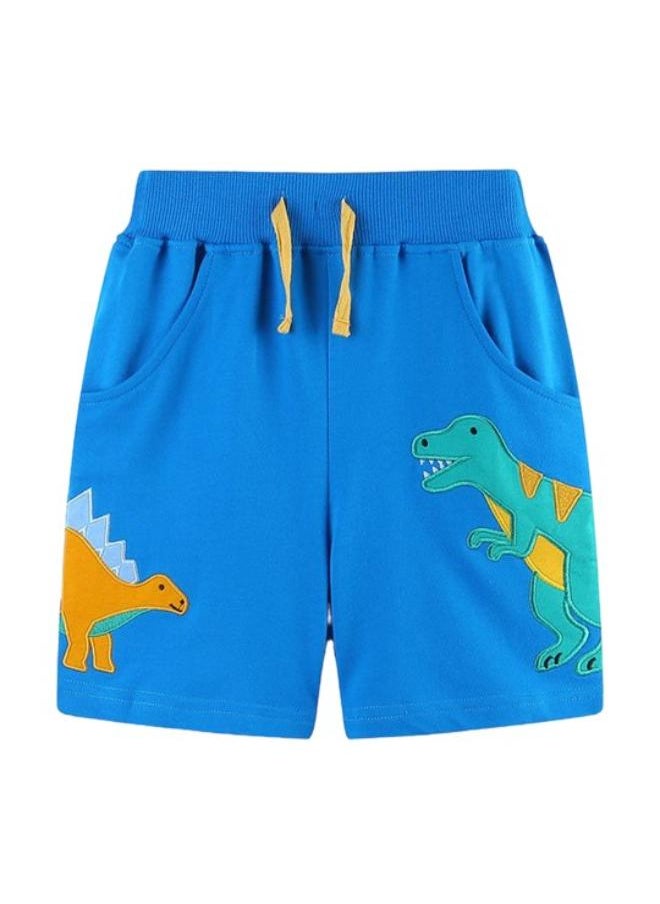 Blue Regular Fit Mid Rise Printed Shorts