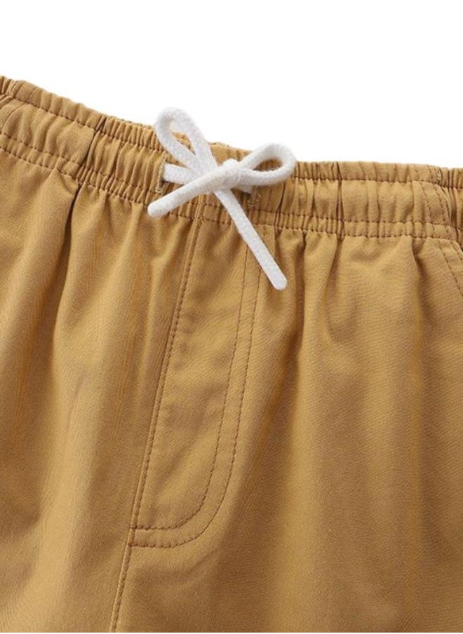 Khaki Regular Fit Mid Rise Solid Shorts