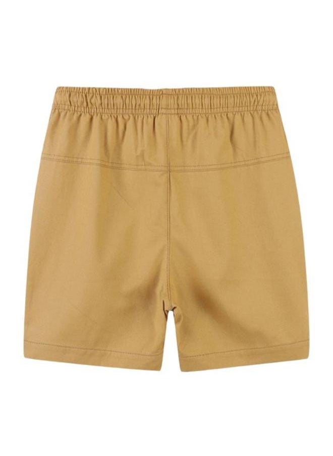 Khaki Regular Fit Mid Rise Solid Shorts