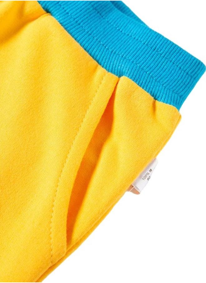 Yellow Regular Fit Mid Rise Printed Shorts