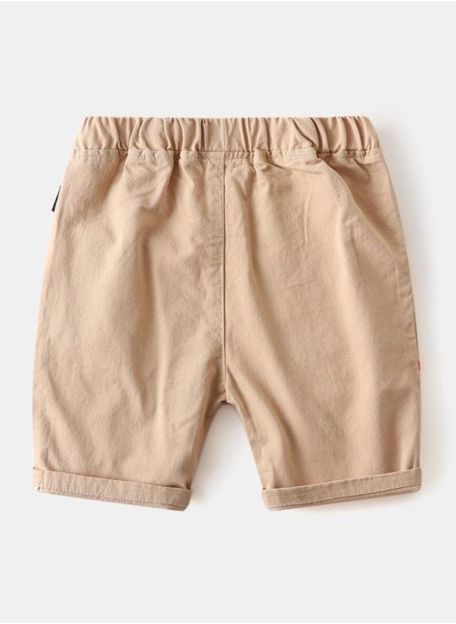 Brown Regular Fit Mid Rise Solid Shorts