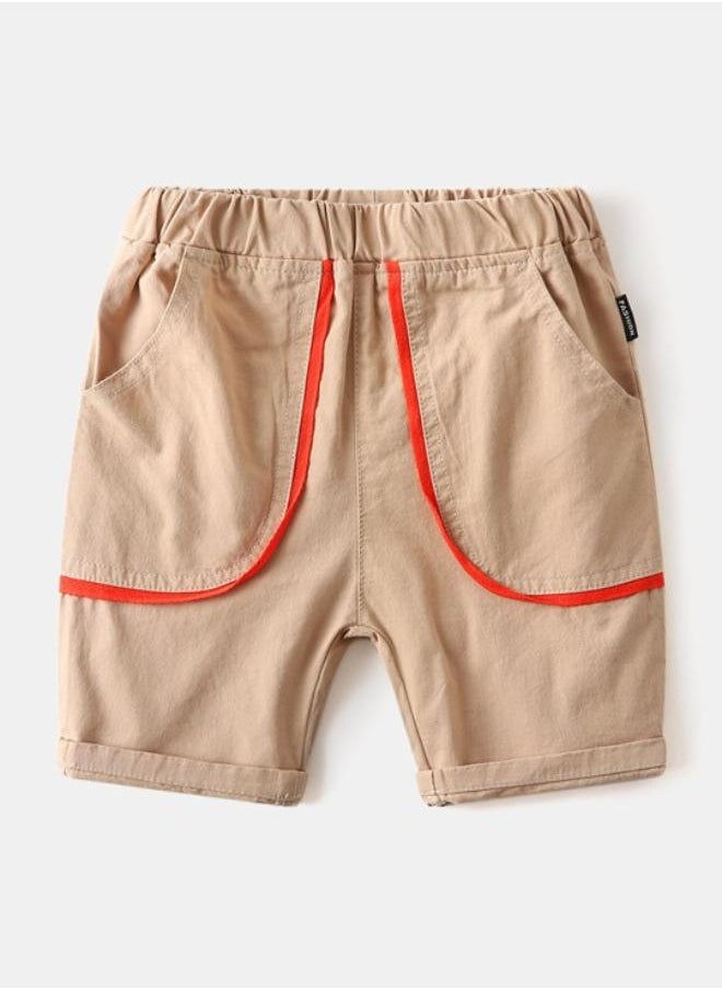 Brown Regular Fit Mid Rise Solid Shorts