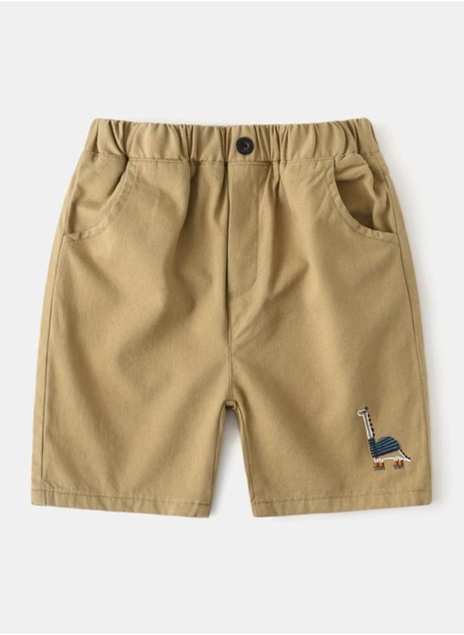 Brown Regular Fit Mid Rise Applique Shorts