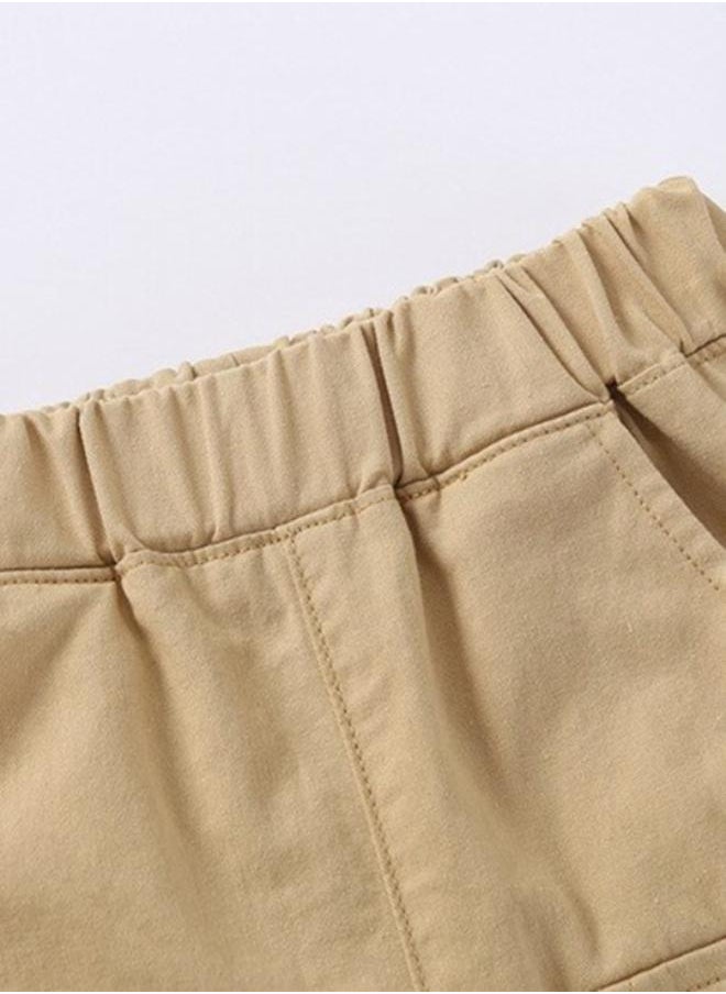 Beige Regular Fit Mid Rise Printed Shorts