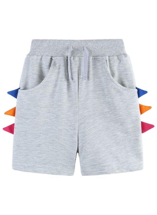 Grey Regular Fit Mid Rise Solid Shorts