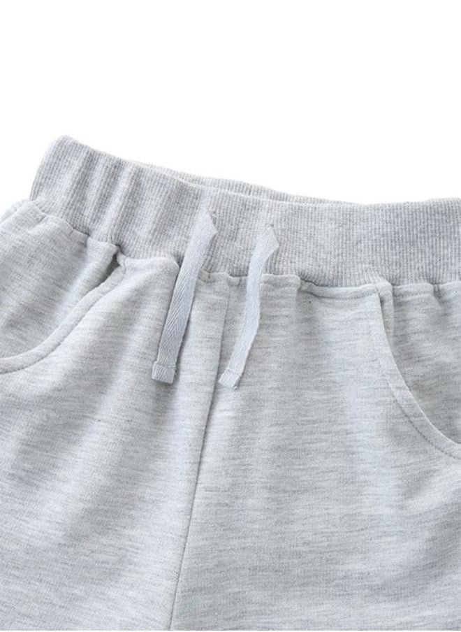 Grey Regular Fit Mid Rise Solid Shorts