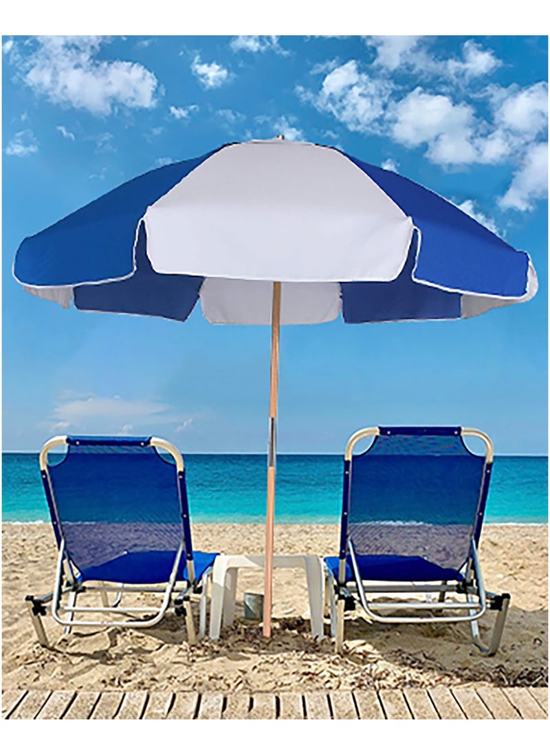 BEACH UMBRELLA - WHITE & BLUE