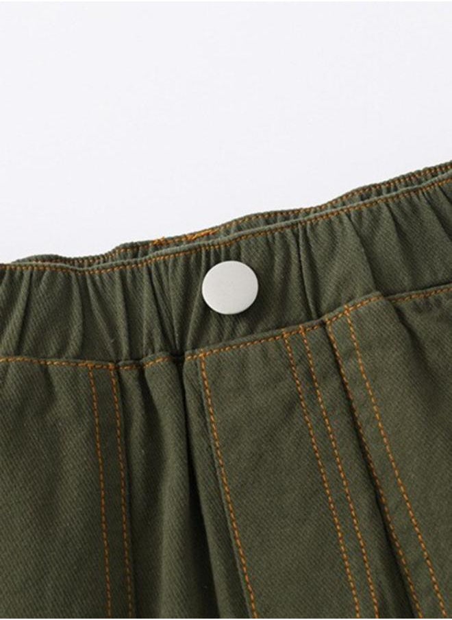 Green Regular Fit Mid Rise Solid Denim Shorts