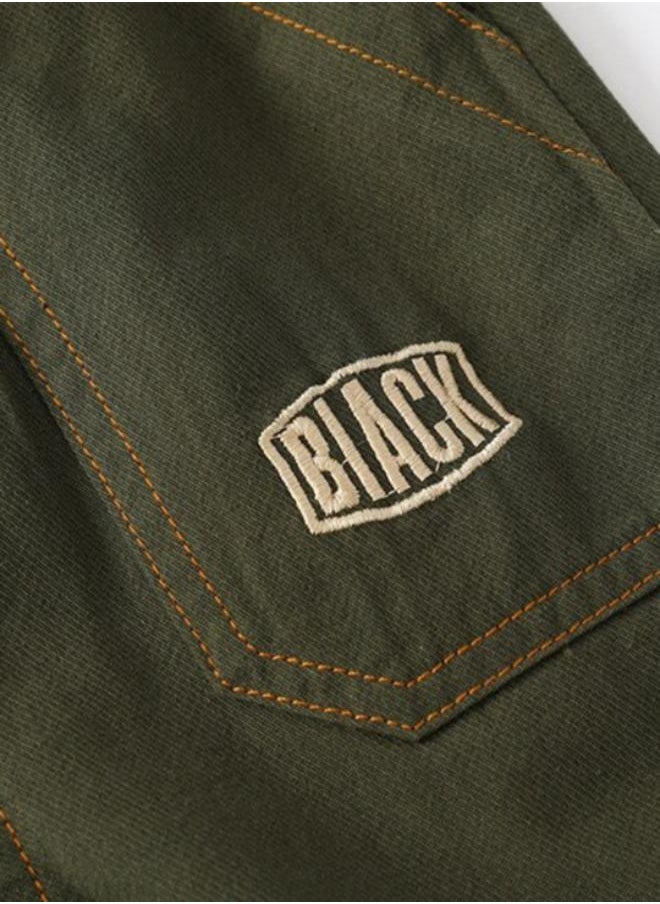 Green Regular Fit Mid Rise Solid Denim Shorts