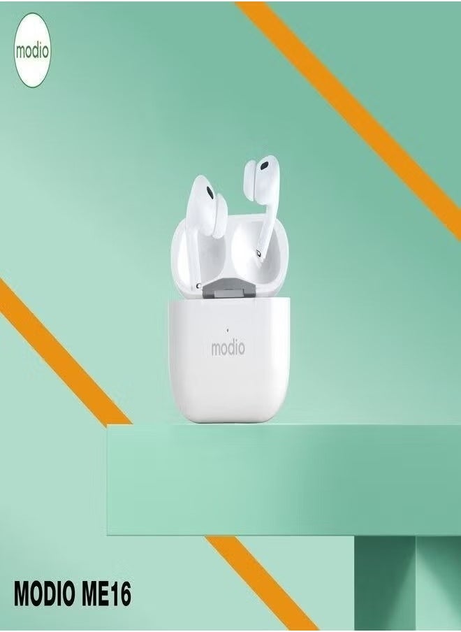 ME16 Wireless Bluetooth Earbud Pro – Single In-Ear Bluetooth 5.3 Earbud with HD Mic, Touch Controls, Noise Reduction & USB Charging Case – Lightweight Hands-Free Headset for Android, iPhone & Tablets – Compact White Design for Calls, Music & Travel