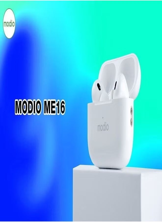 ME16 Wireless Bluetooth Earbud Pro – Single In-Ear Bluetooth 5.3 Earbud with HD Mic, Touch Controls, Noise Reduction & USB Charging Case – Lightweight Hands-Free Headset for Android, iPhone & Tablets – Compact White Design for Calls, Music & Travel