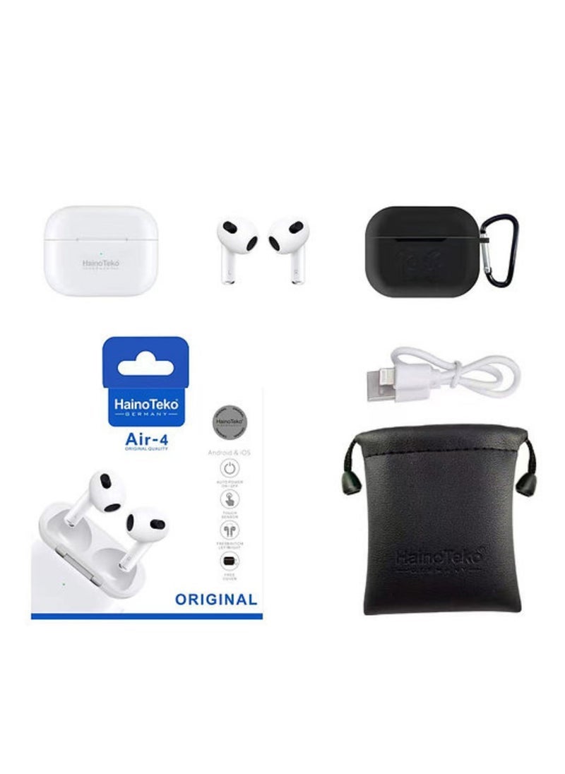 Air 4 Wireless Bluetooth Earbuds – High Bass Stereo Sound, Touch Control, Noise Isolation, Long Battery Life – Compatible with iPhone, Android, Tablets & More