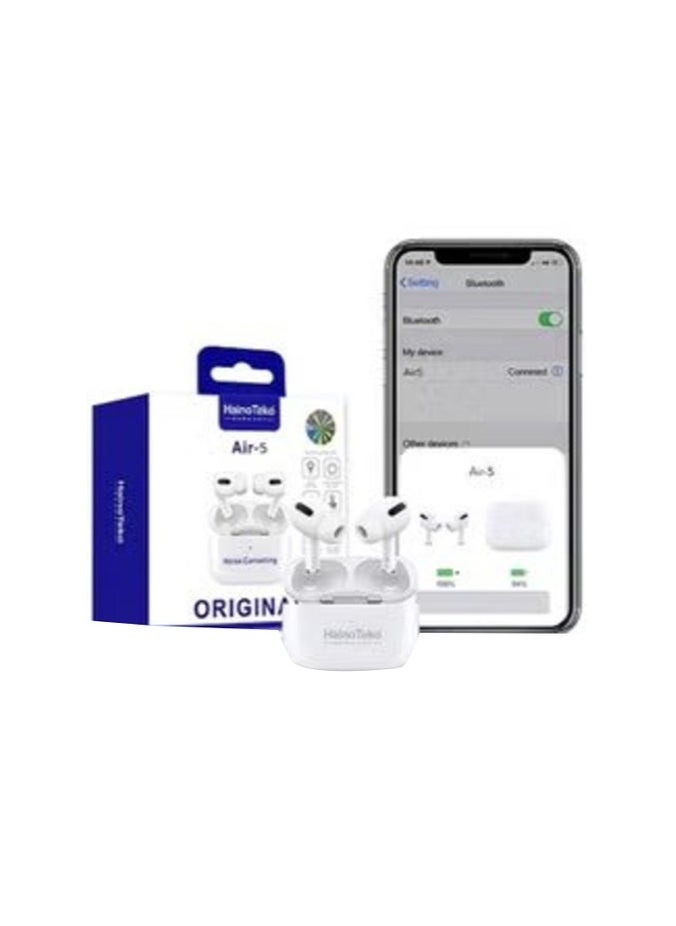 Wireless In-Ear Bluetooth Earphone With Free Silicone Cover & Secure Hook – Original Sound Quality Earbuds Compatible With iOS & Android Devices – White – Lightweight, Noise Isolating, Touch Control, Long Battery Life, Perfect For Music & Calls
