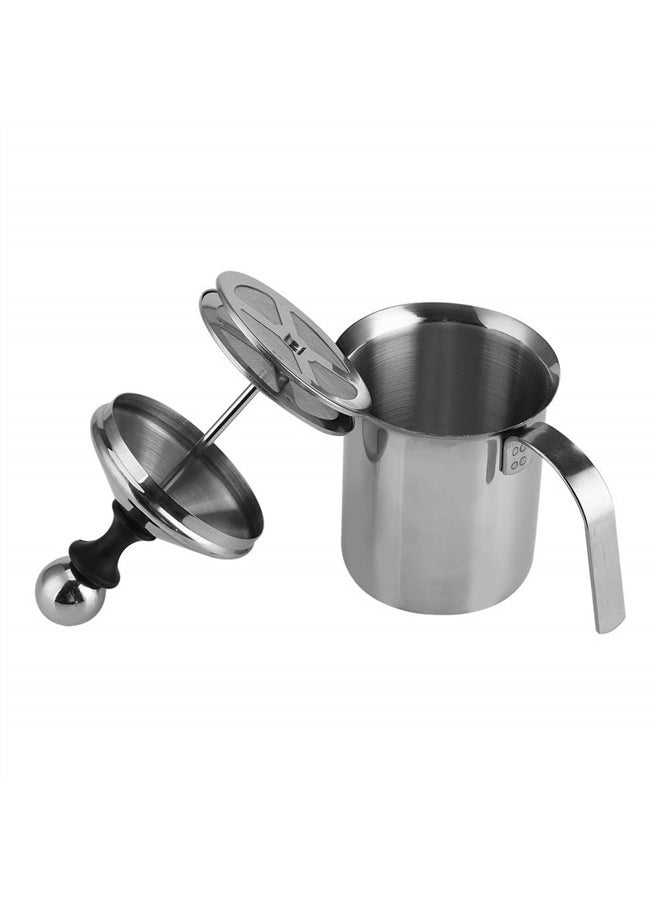 800ml Manual Milk Frother, Stainless Steel Hand Pump Milk Foamer Handheld Milk Frother Pitcher Manual Operated Milk (800ml)