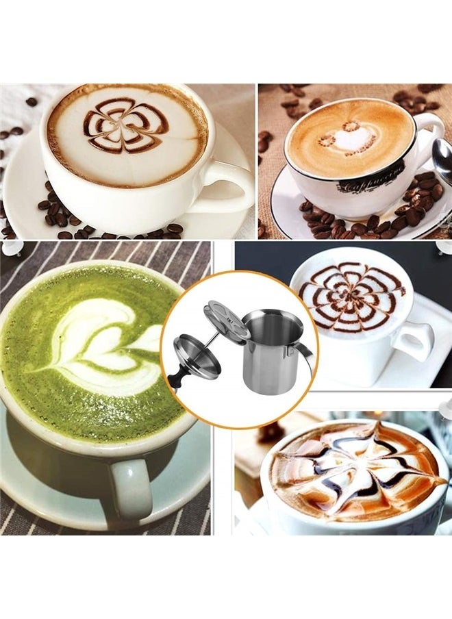 800ml Manual Milk Frother, Stainless Steel Hand Pump Milk Foamer Handheld Milk Frother Pitcher Manual Operated Milk (800ml)