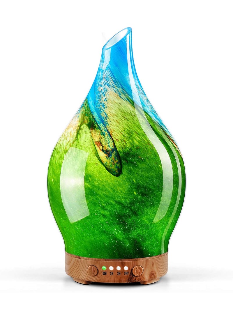 Porseme 150ml Essential Oil Diffuser Glass Color Changing Aroma Air Diffusers Aromatherapy Ultrasonic Cool Mist Humidifier 6 Running Hours Waterless Auto-Off for Sleeping Yoga Office Spa (Blue Grass)