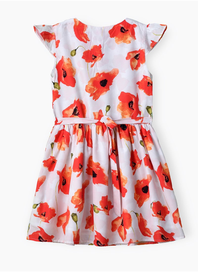 Girls Poppy Floral Button Front Dress