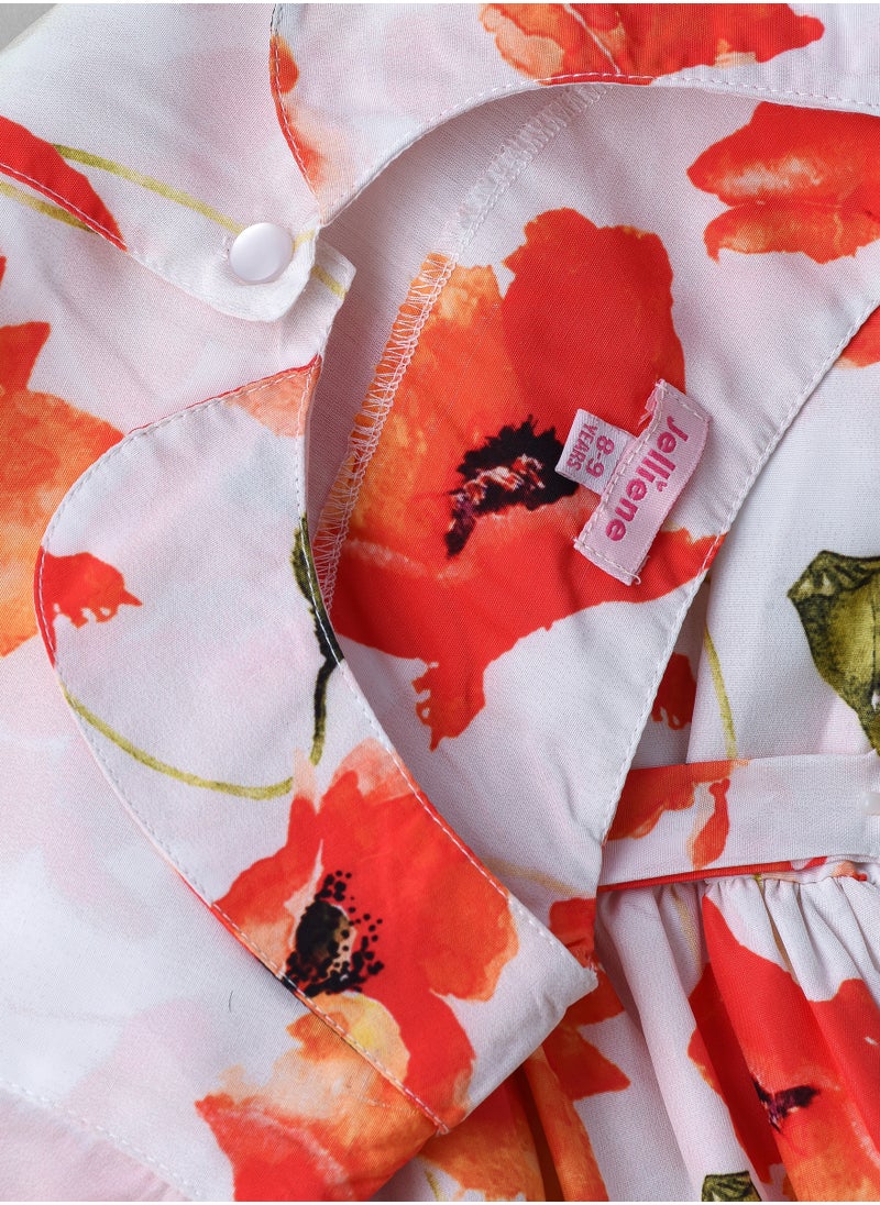 Girls Poppy Floral Button Front Dress