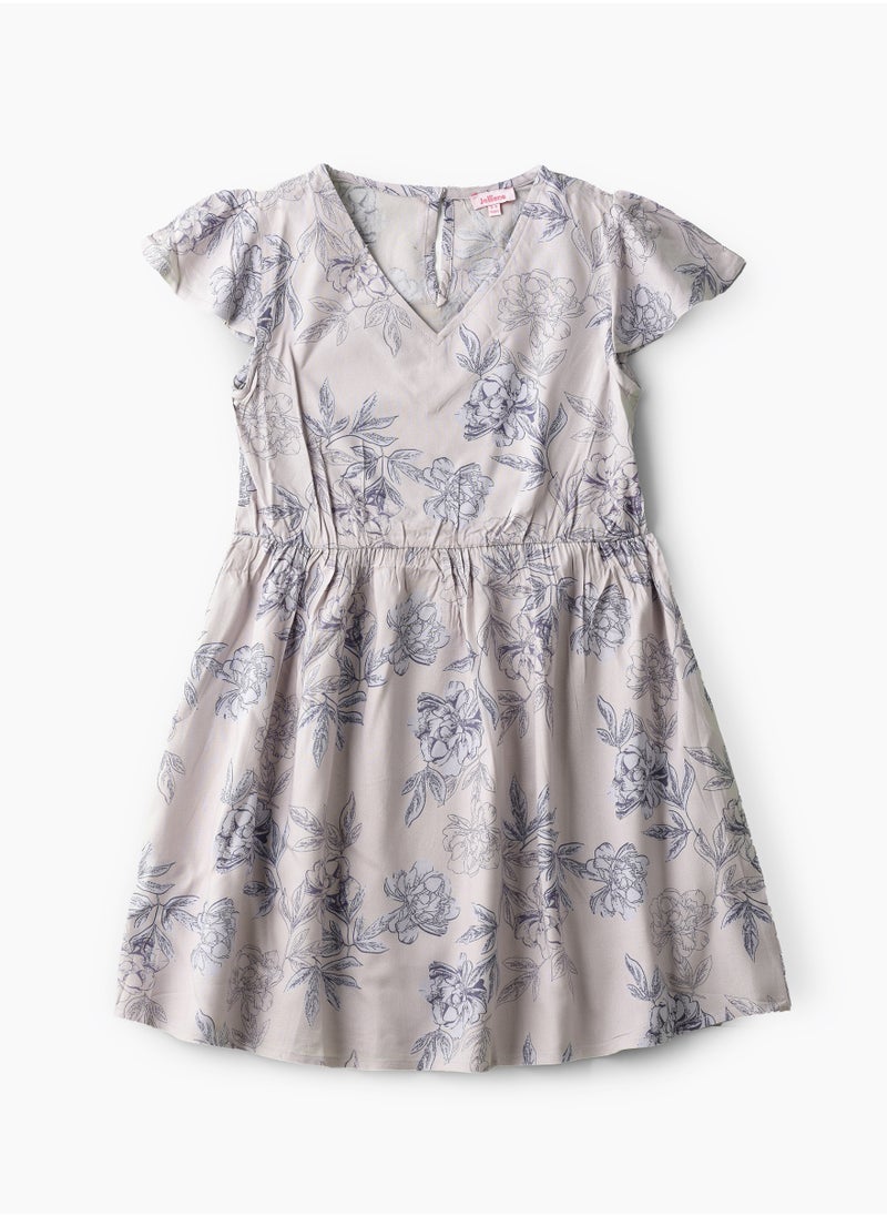 Girls Woven Viscose Floral Dress