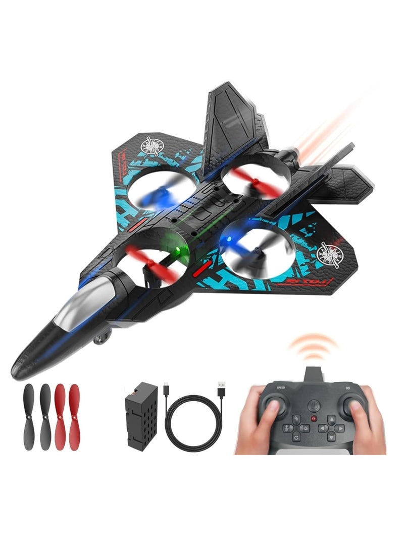 FUSIONPULSE RC Aeroplane 2.4GHz Remote Controlled Plane with Night Lights – Beginner-Friendly Quadcopter Fighter Jet Toy, RTF RC Plane with USB Charging, LED Lights – Perfect for Kids & Adults